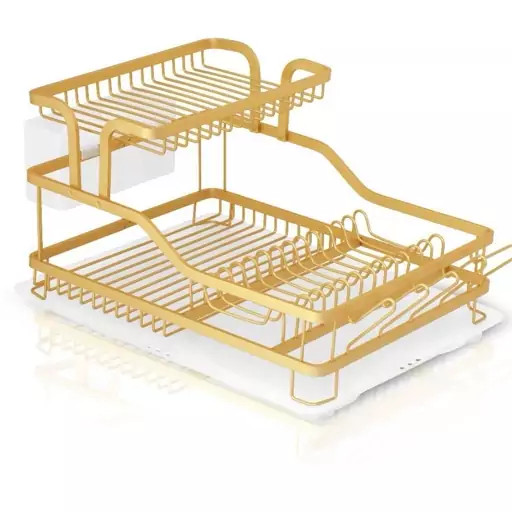 جا ظرفی 2 طبقه الومینیوم طلایی