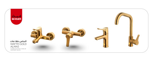 ست شیرآلات شیذر مدل الماس رنگ طلایی مات