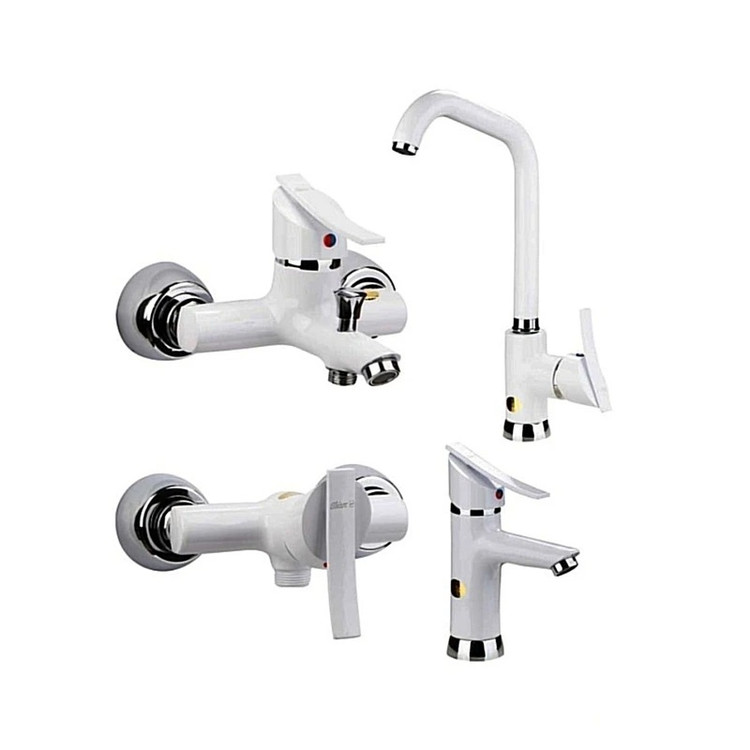 ست شیرآلات شیذر مدل تنسو رنگ سفید-کروم